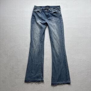 Lucky Brand Brooke Flare Women Size‎ 6/28 Blue Excellent Raw Hem Mid Rise Jeans